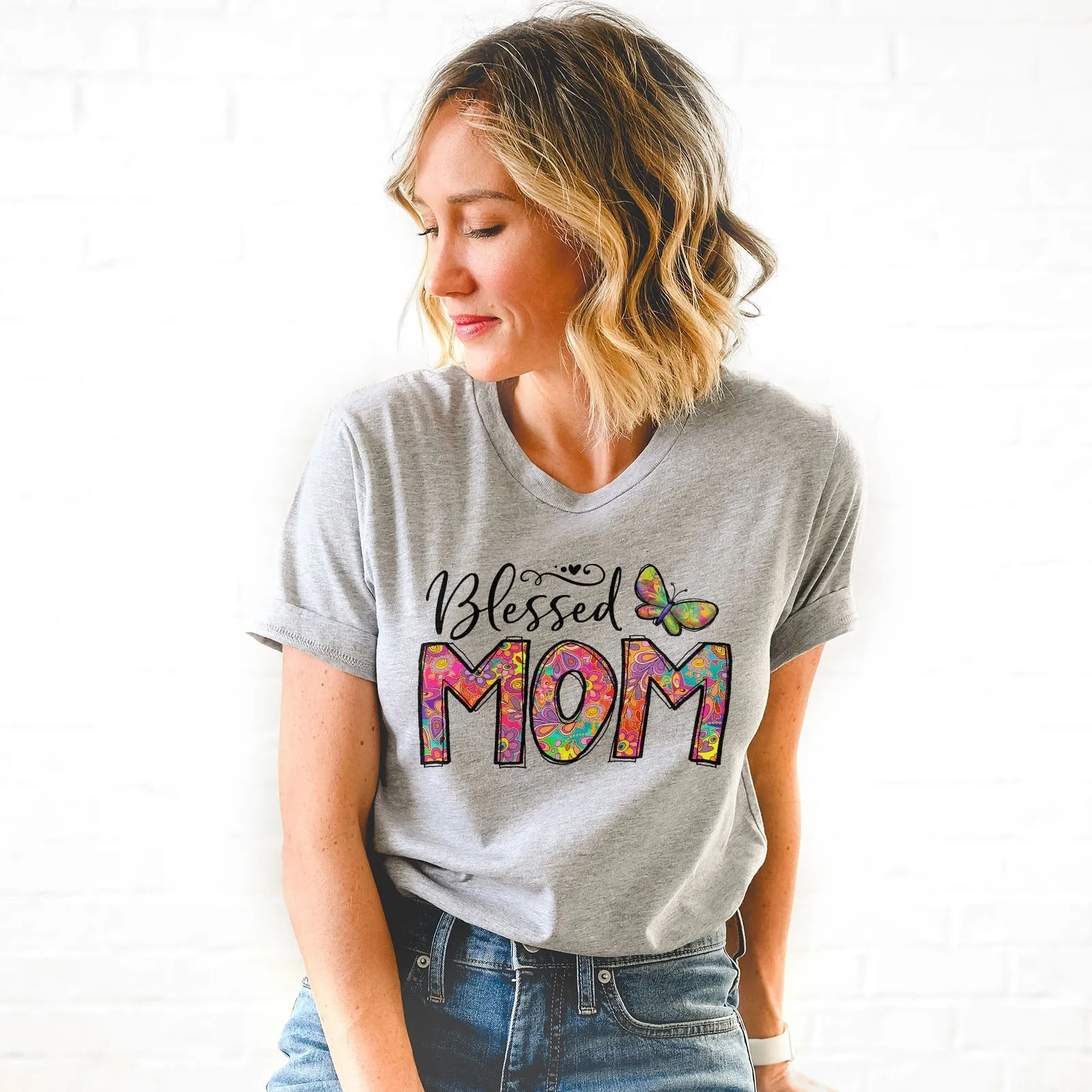 Groovy Blessed Mom Tee Shirts For Women - Christian Shirts for Women - Religious Tee Shirts