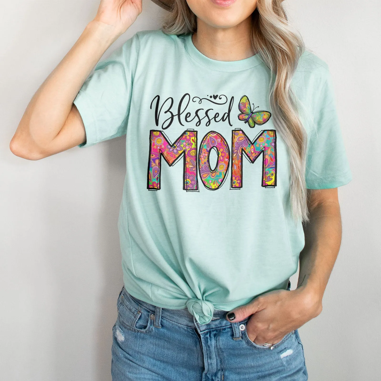 Groovy Blessed Mom Tee Shirts For Women - Christian Shirts for Women - Religious Tee Shirts