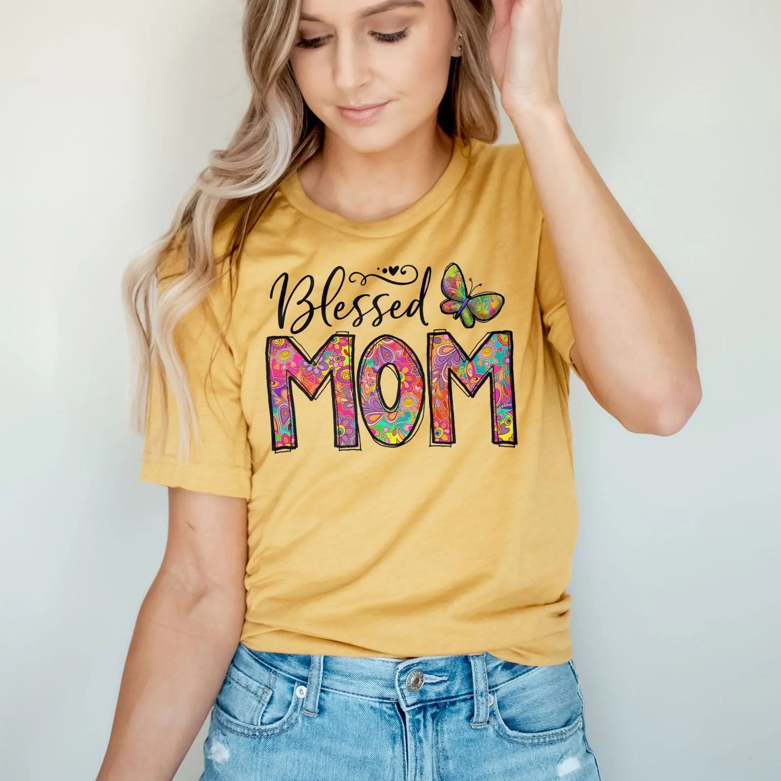 Groovy Blessed Mom Tee Shirts For Women - Christian Shirts for Women - Religious Tee Shirts