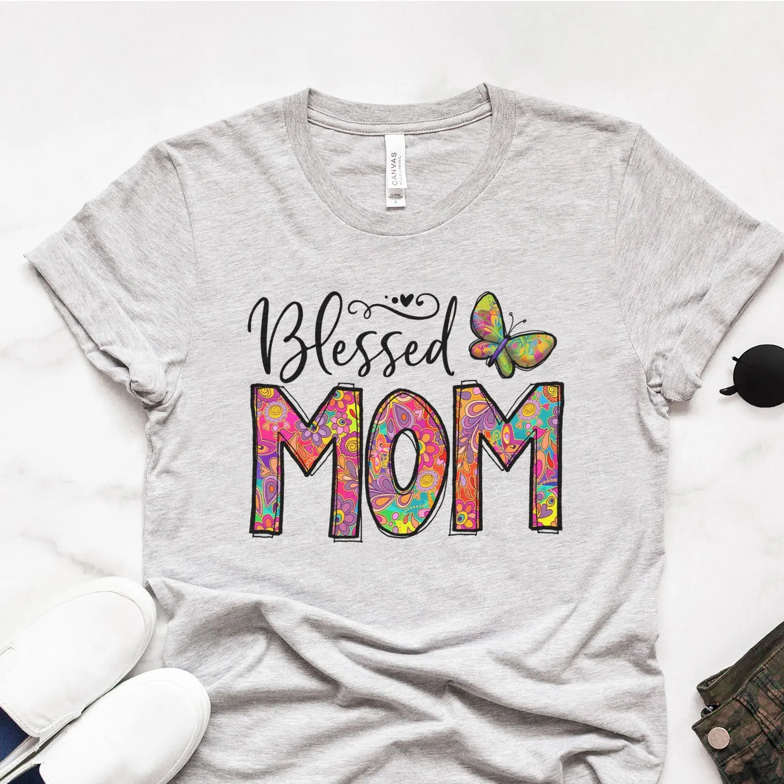 Groovy Blessed Mom Tee Shirts For Women - Christian Shirts for Women - Religious Tee Shirts