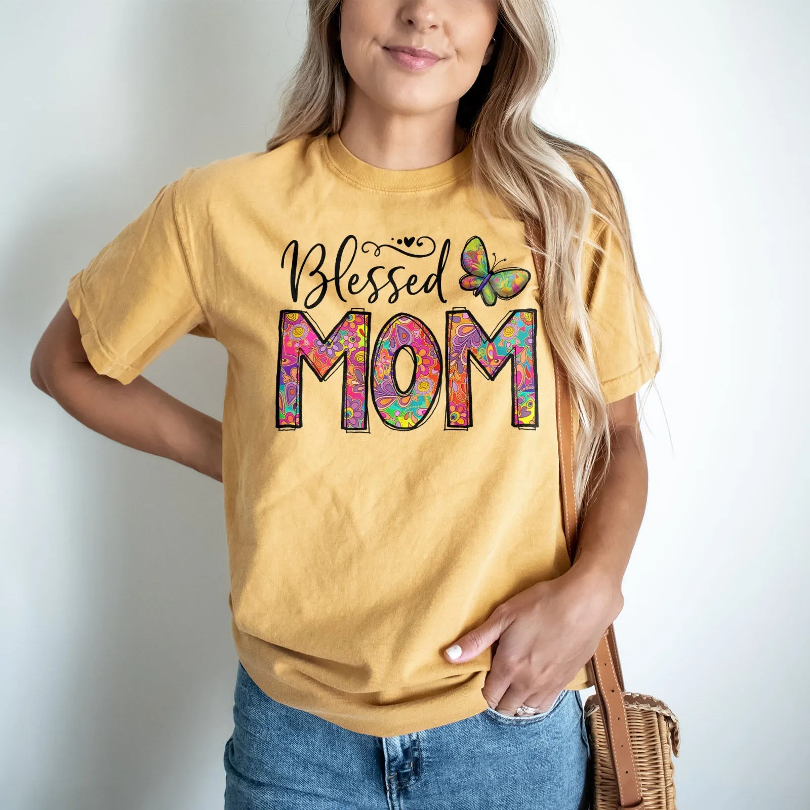 Groovy Blessed Mom Tee Shirts For Women - Christian Shirts for Women - Religious Tee Shirts