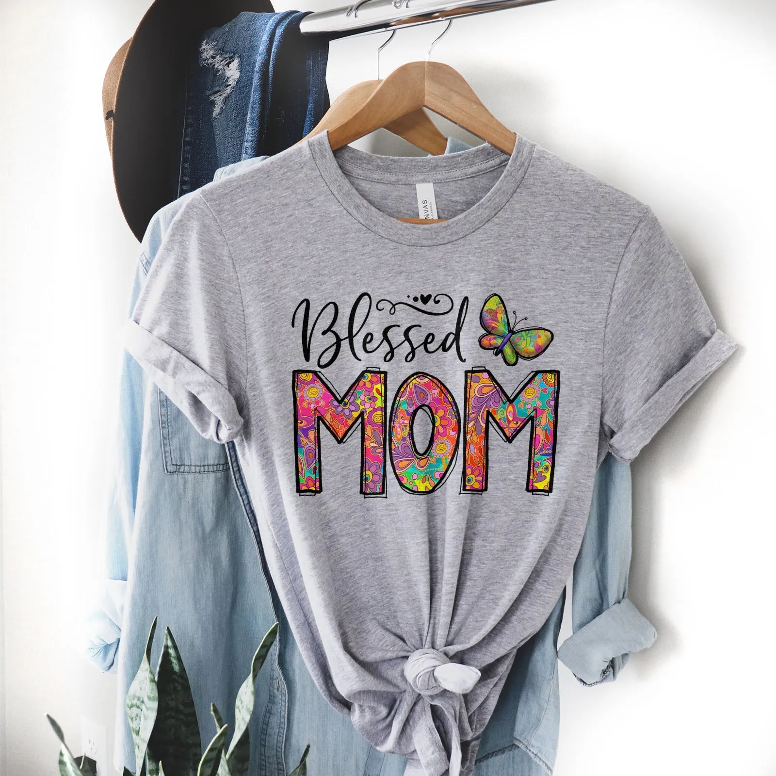 Groovy Blessed Mom Tee Shirts For Women - Christian Shirts for Women - Religious Tee Shirts