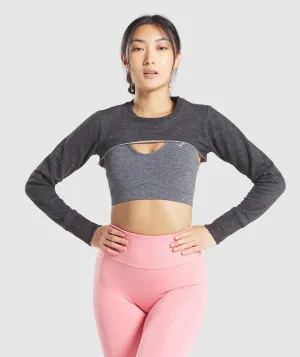 Gymshark Sol Lift Super Crop - Black Marl