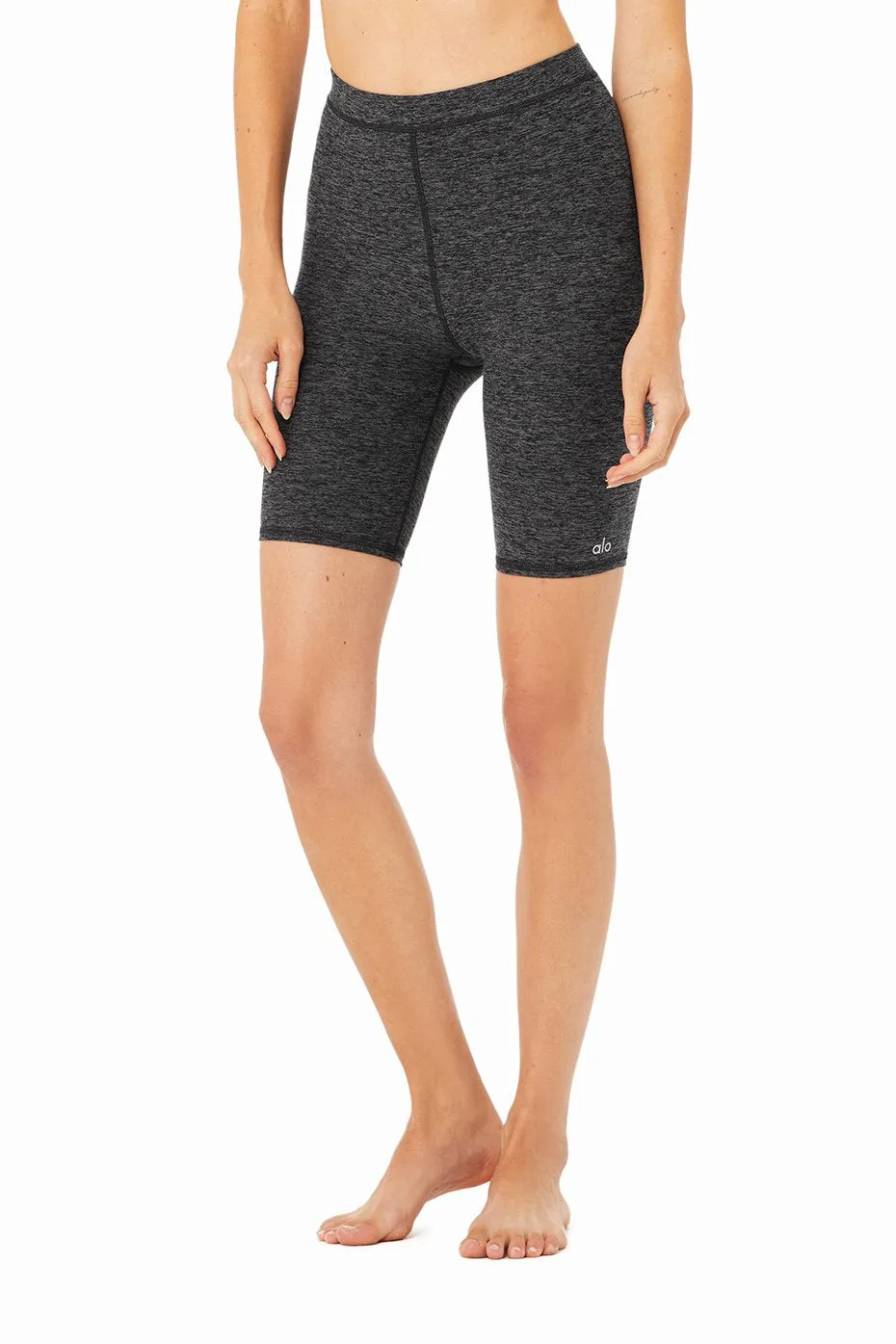 High-Waist Alosoft Flow Biker Short - Dark Heather Grey