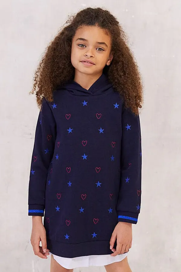 IKKS Hearts Hoodie Tunic Girls Dress