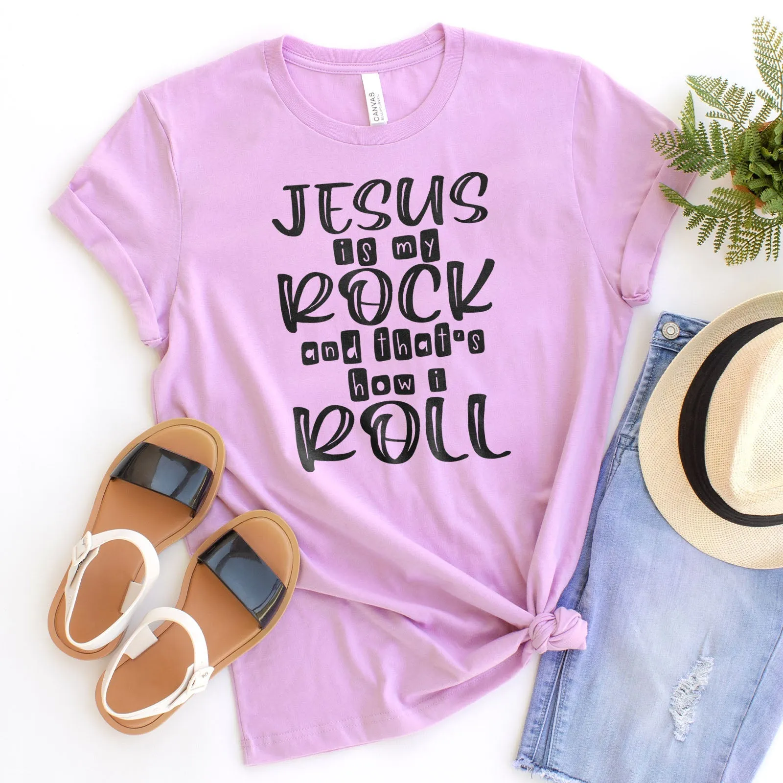 Jesus Is My Rock Tee Shirts For Women - Christian Shirts for Women - Religious Tee Shirts