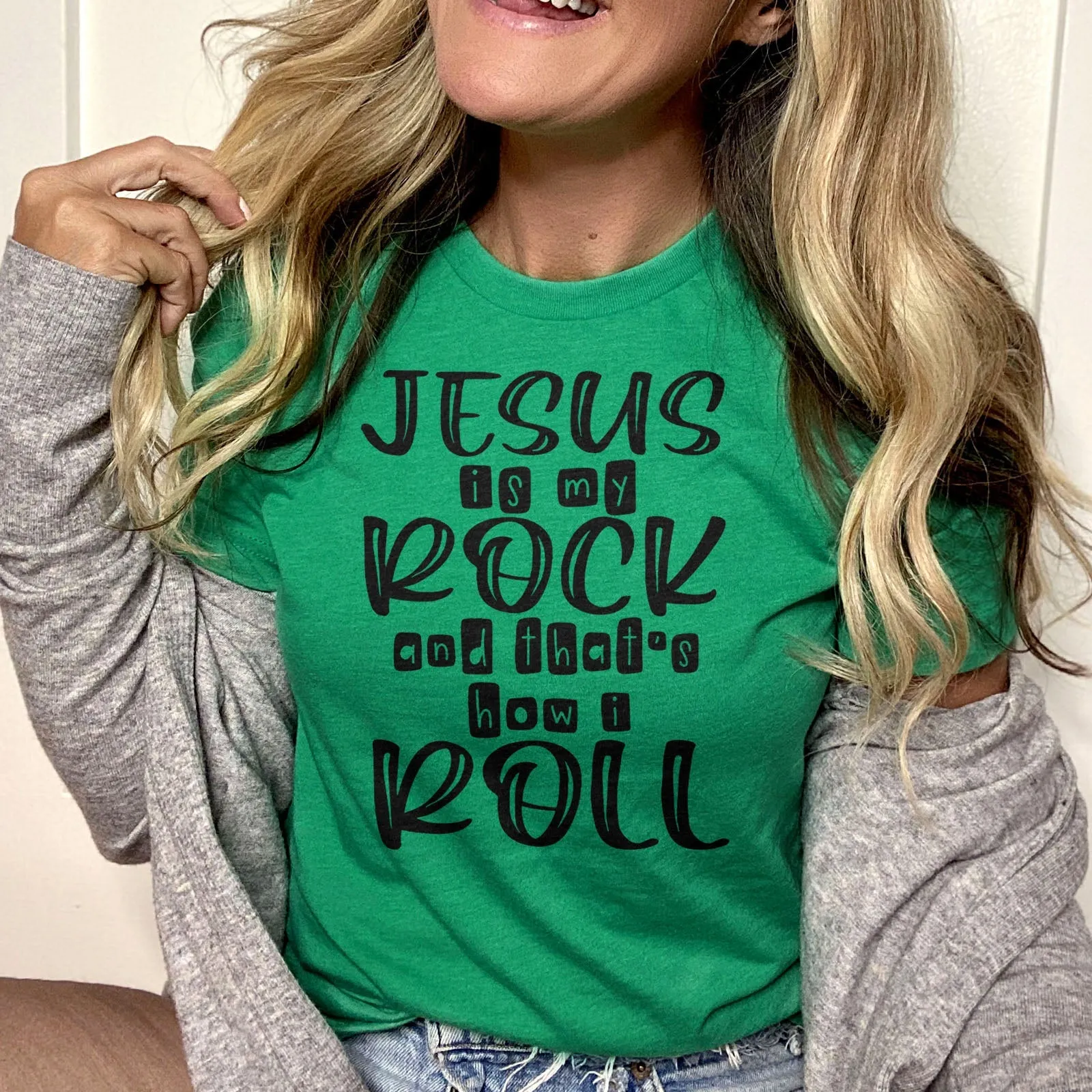 Jesus Is My Rock Tee Shirts For Women - Christian Shirts for Women - Religious Tee Shirts