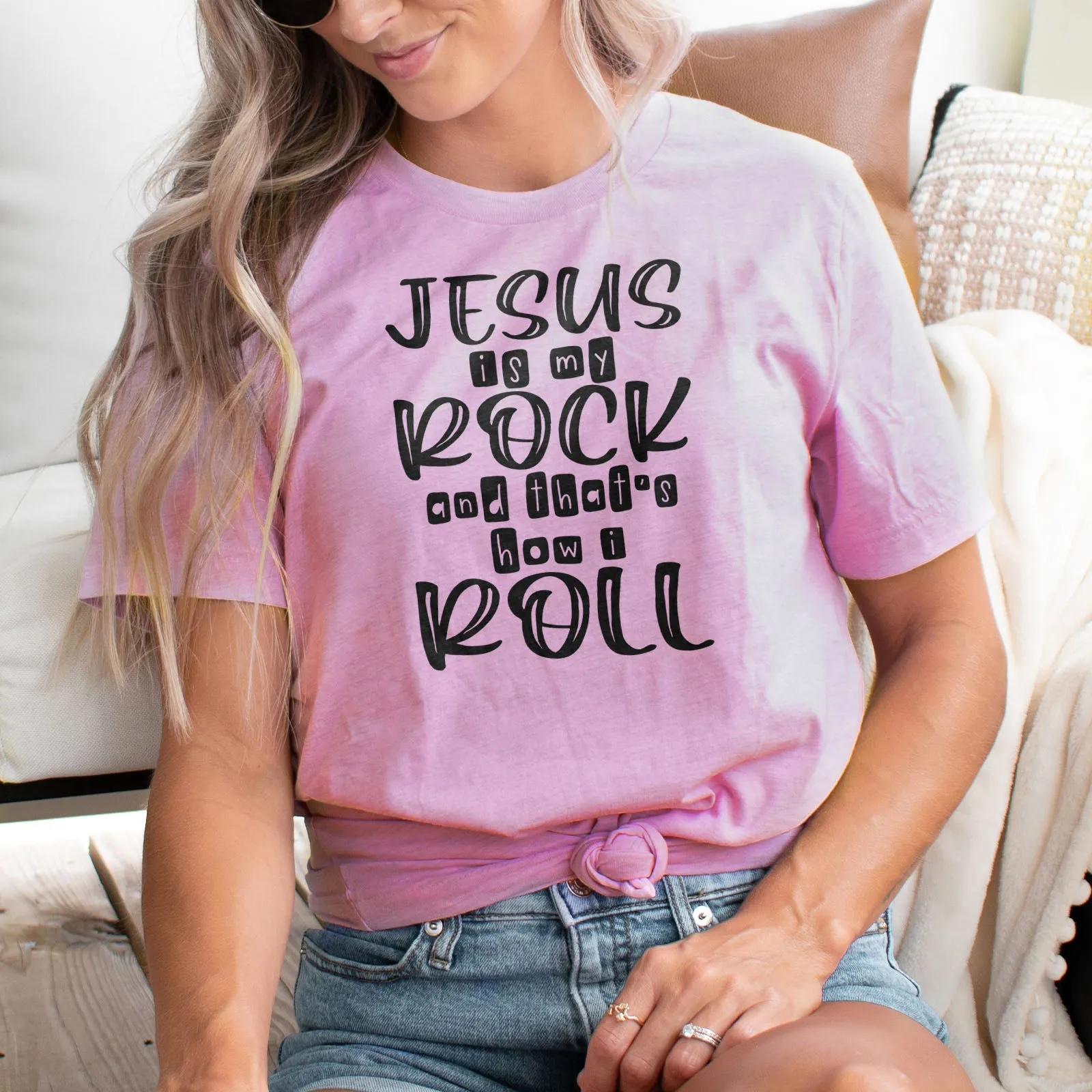 Jesus Is My Rock Tee Shirts For Women - Christian Shirts for Women - Religious Tee Shirts