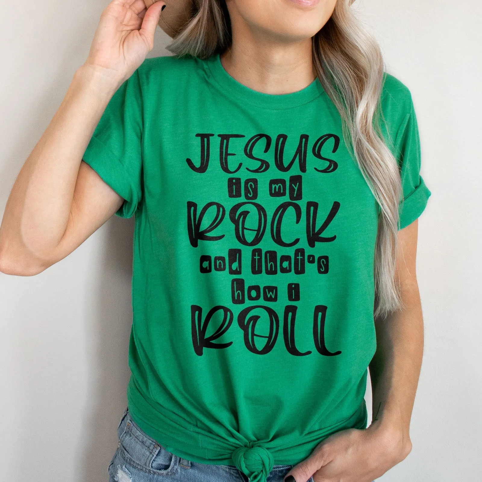 Jesus Is My Rock Tee Shirts For Women - Christian Shirts for Women - Religious Tee Shirts