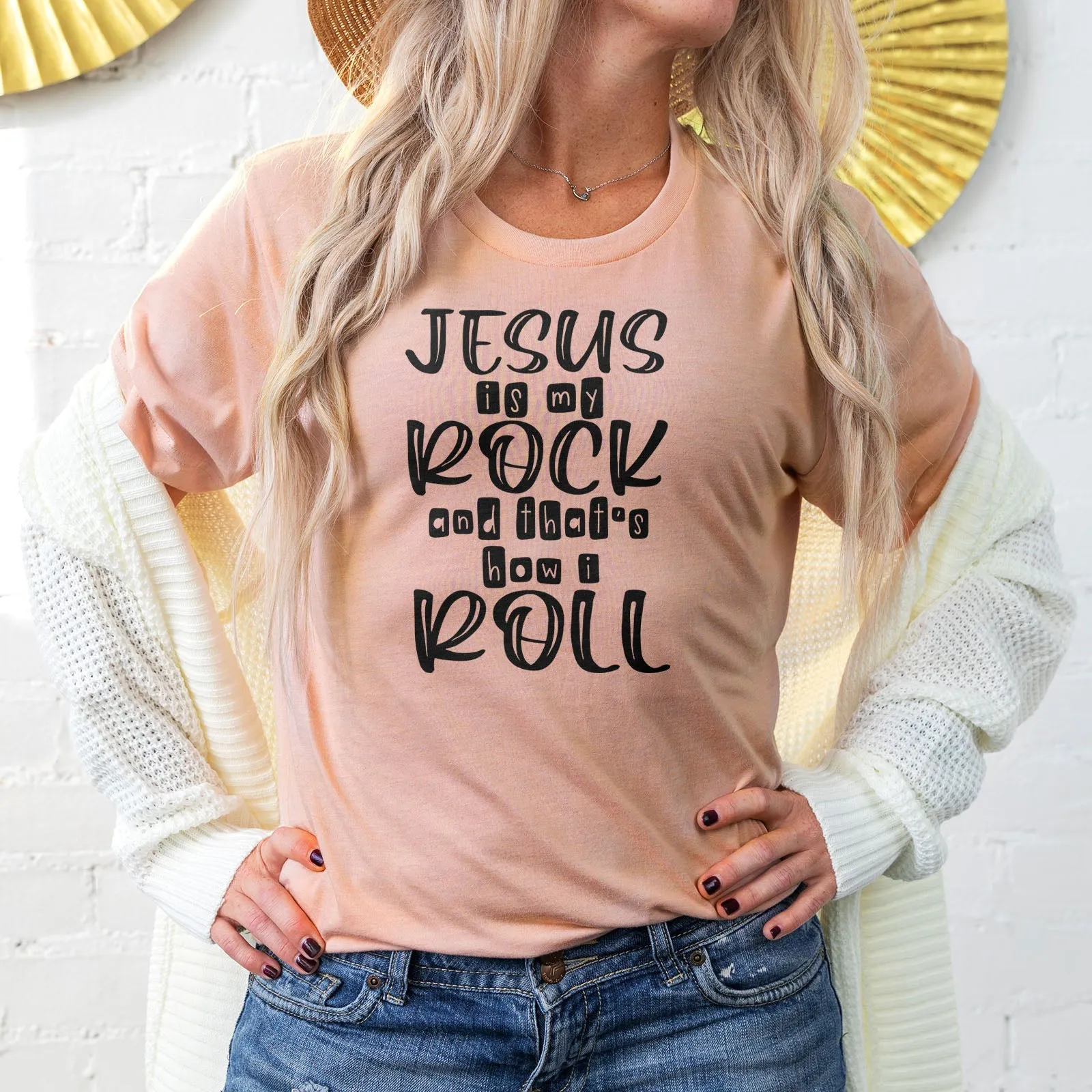 Jesus Is My Rock Tee Shirts For Women - Christian Shirts for Women - Religious Tee Shirts