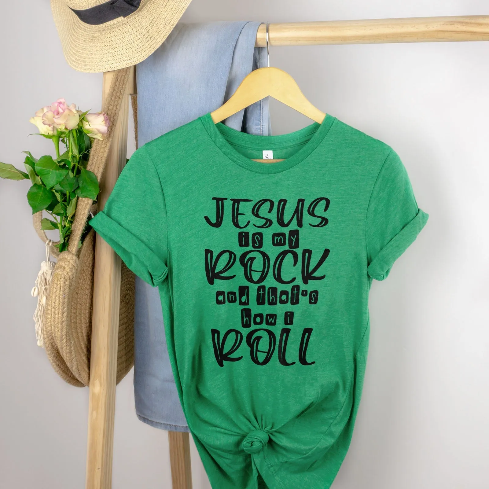 Jesus Is My Rock Tee Shirts For Women - Christian Shirts for Women - Religious Tee Shirts