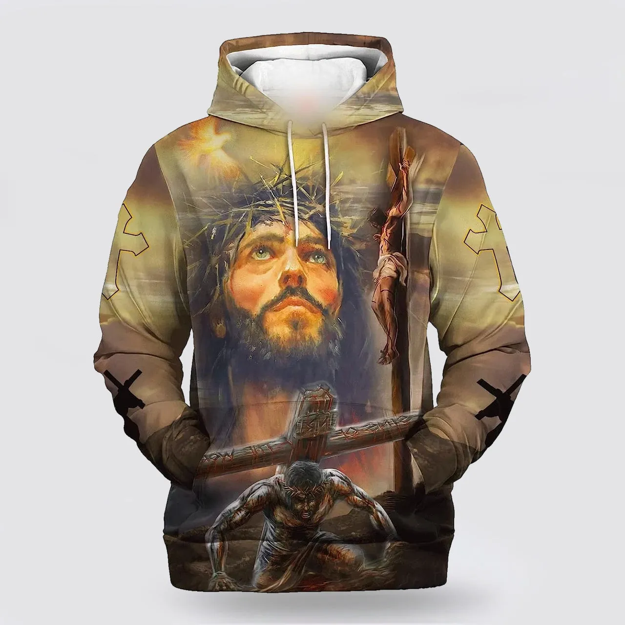 Jesus On The Cross 3d Hoodies For Women Men - Christian Apparel Hoodies