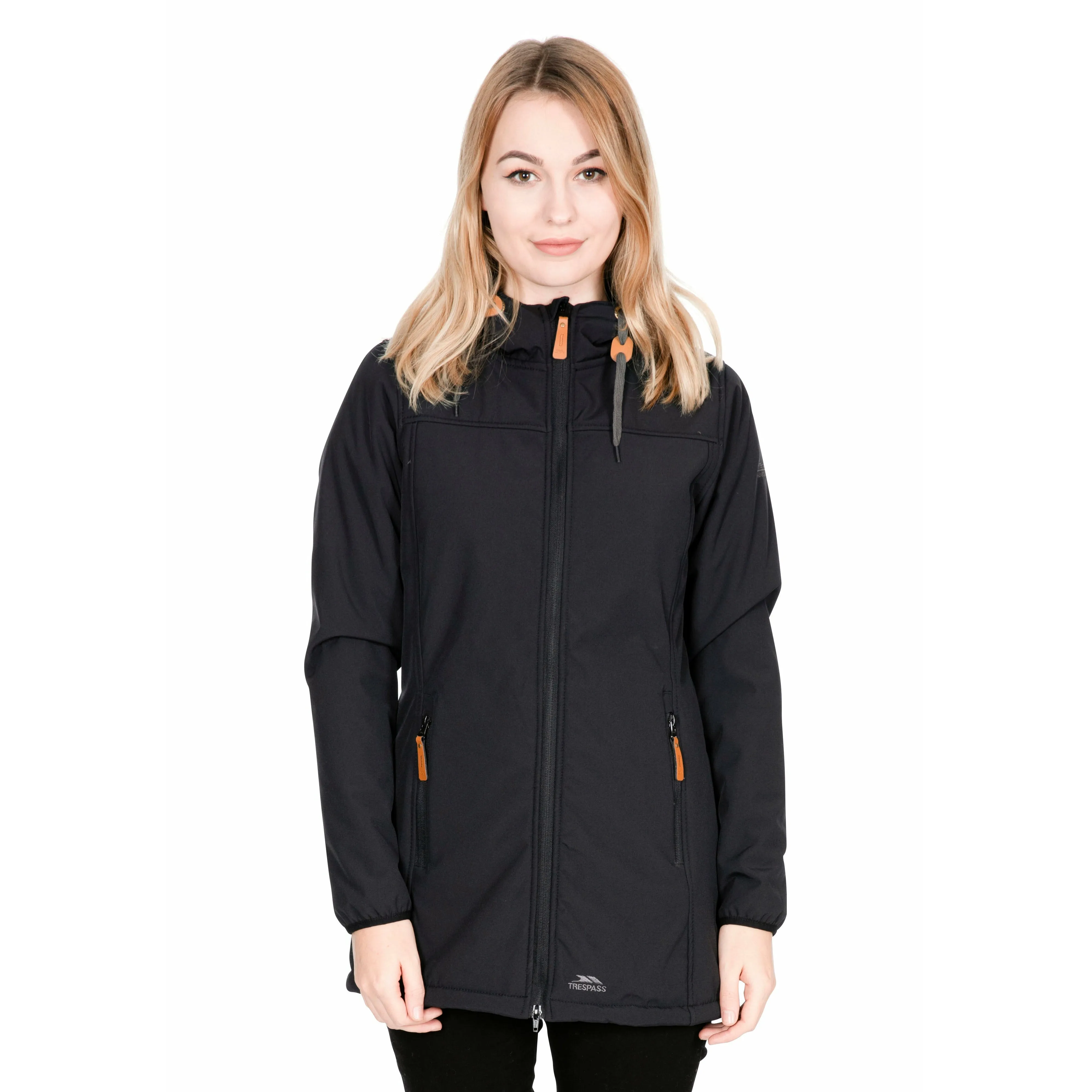 Kristen Women's Longer Length Softshell Jacket in Black