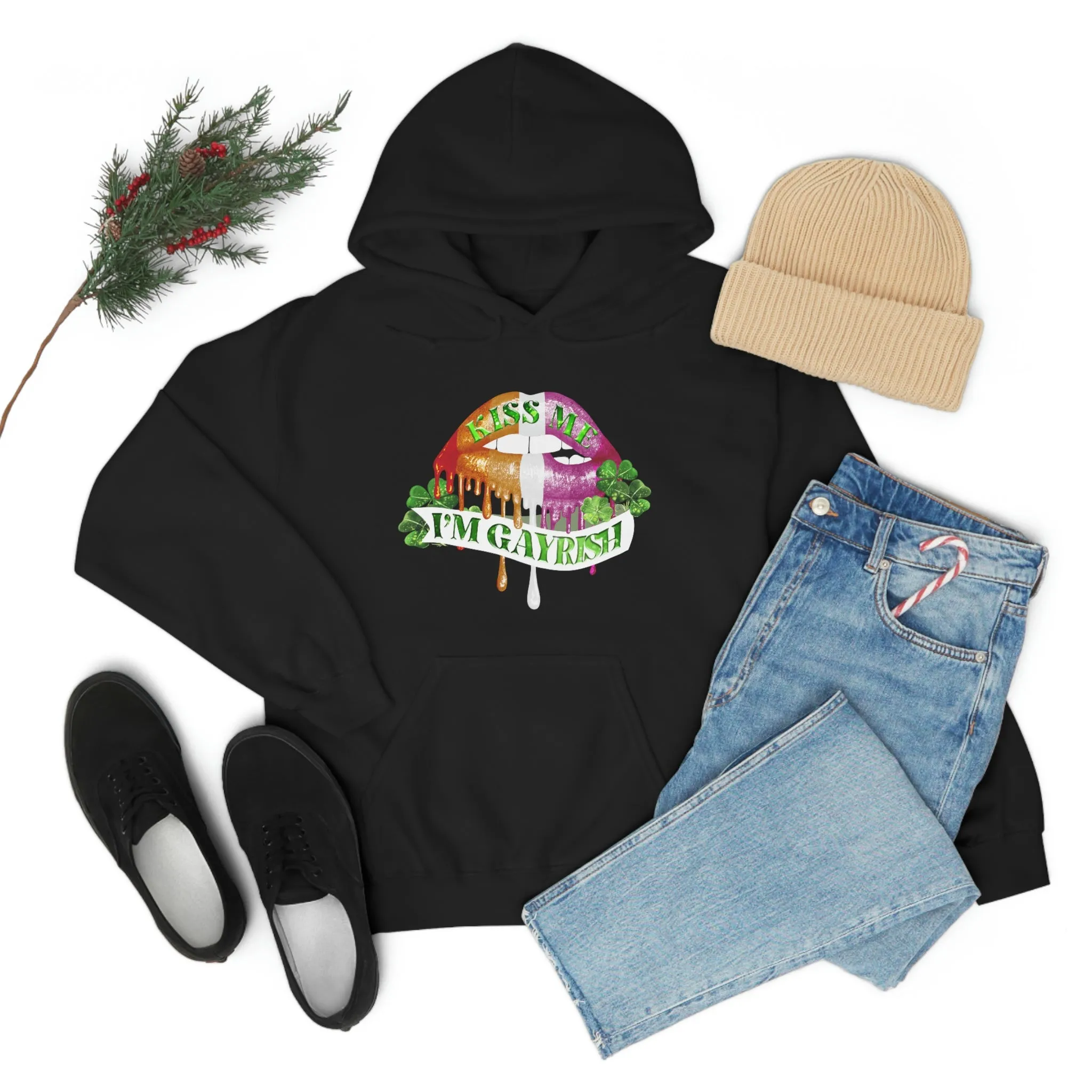 Lesbian Flag Hoodie St. Patrick's Day Unisex Size - Kiss Me