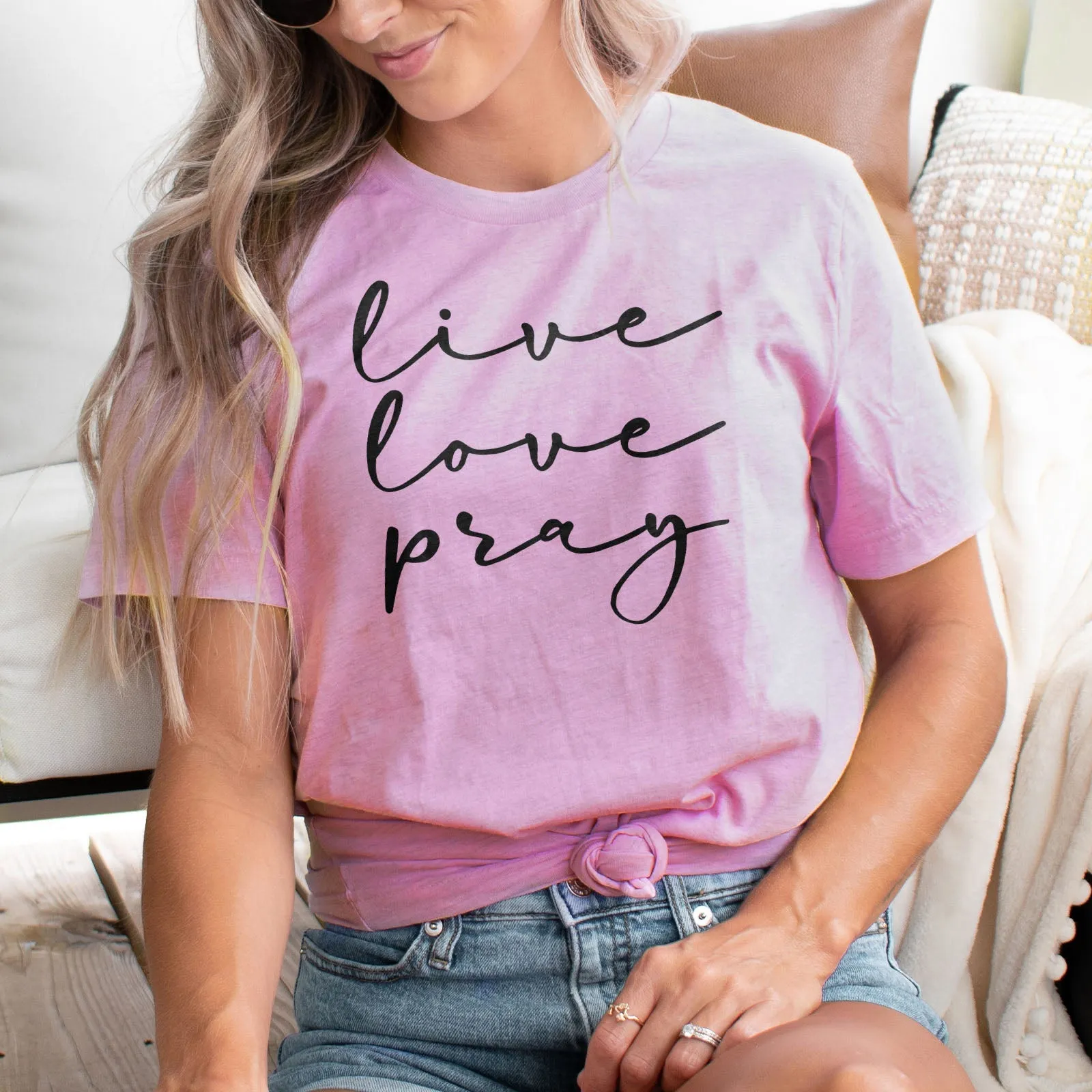 Live Love Pray Tee Shirts For Women - Christian Shirts for Women - Religious Tee Shirts