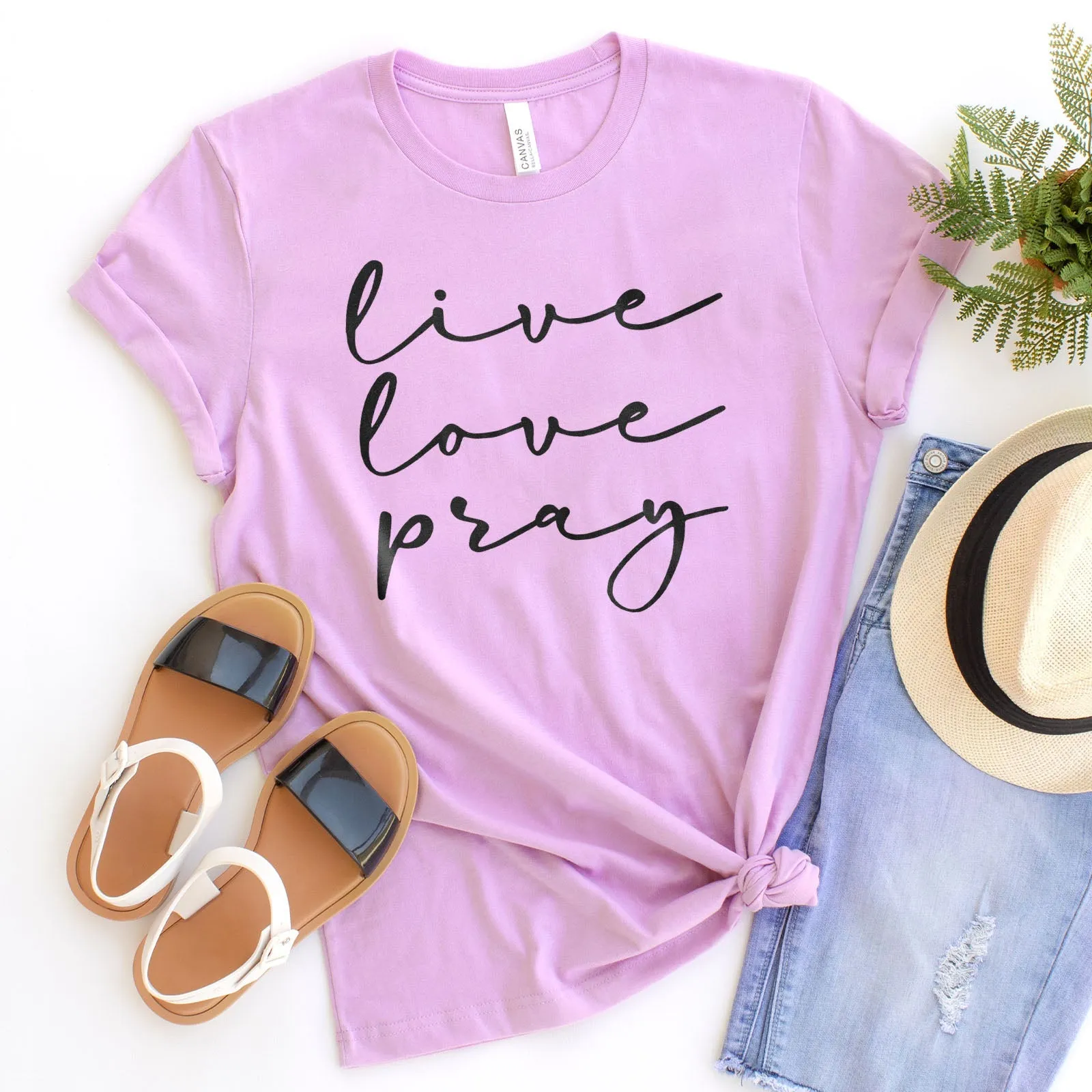 Live Love Pray Tee Shirts For Women - Christian Shirts for Women - Religious Tee Shirts