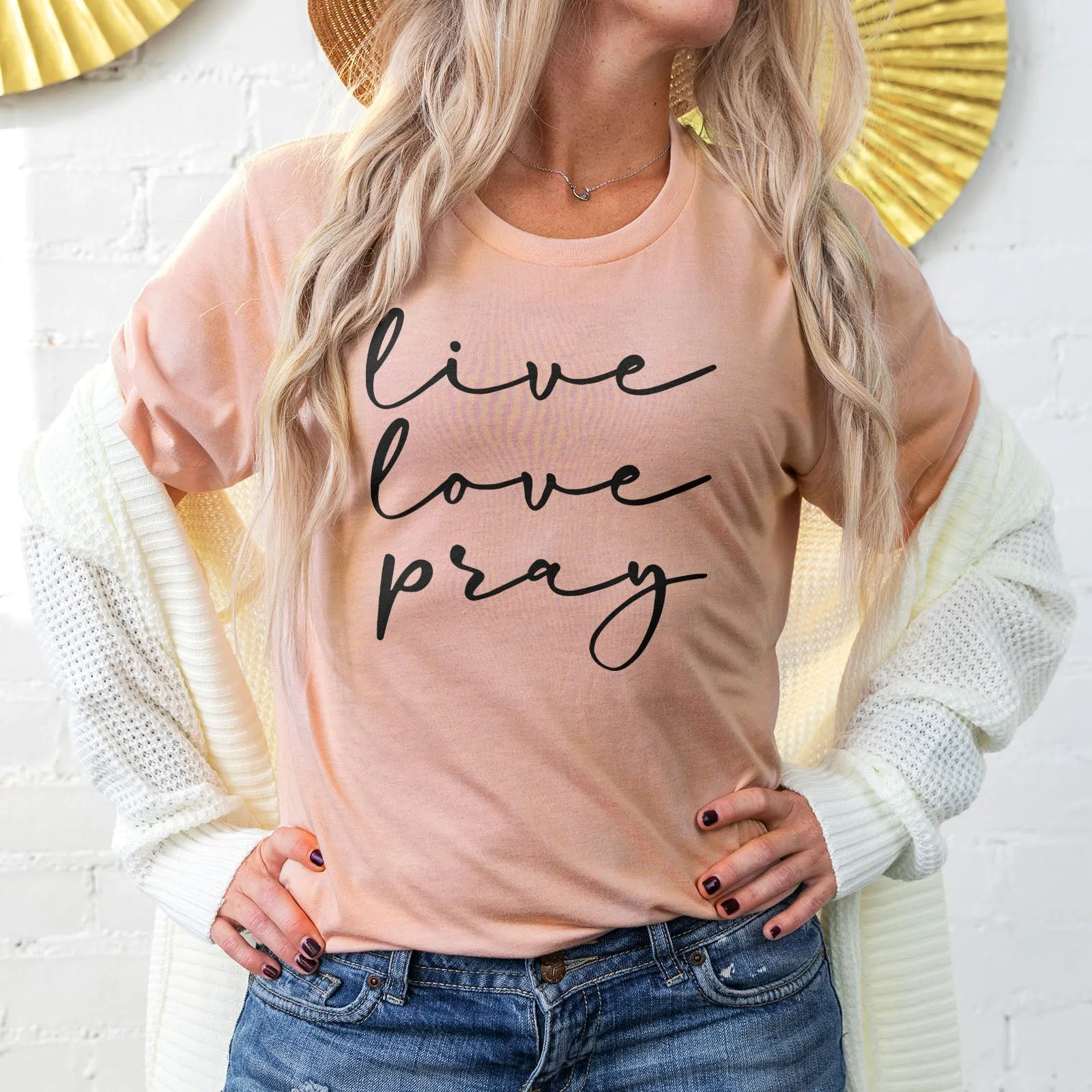 Live Love Pray Tee Shirts For Women - Christian Shirts for Women - Religious Tee Shirts