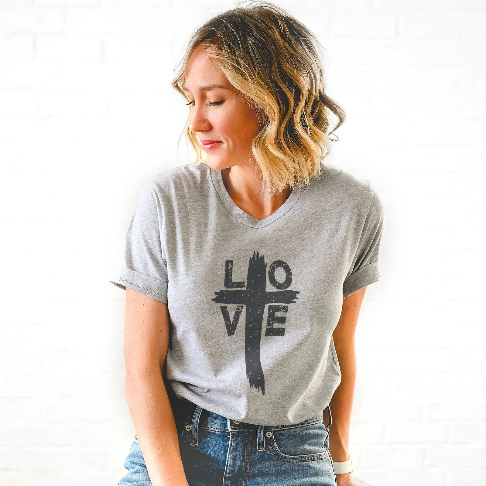 Love Cross Tee Shirts For Women - Christian Shirts for Women - Religious Tee Shirts