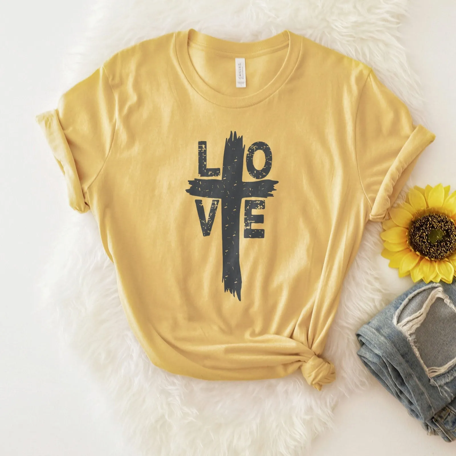 Love Cross Tee Shirts For Women - Christian Shirts for Women - Religious Tee Shirts