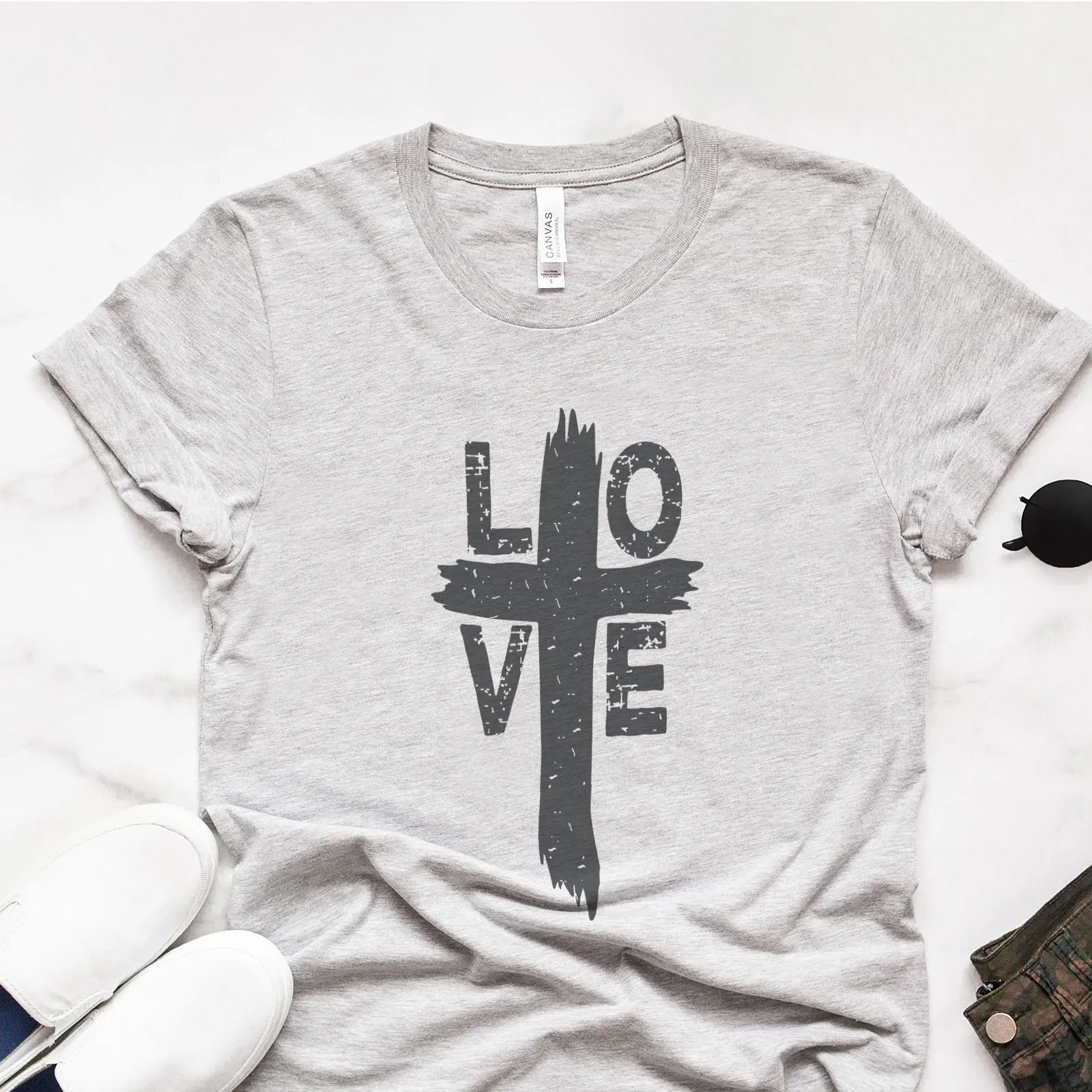 Love Cross Tee Shirts For Women - Christian Shirts for Women - Religious Tee Shirts