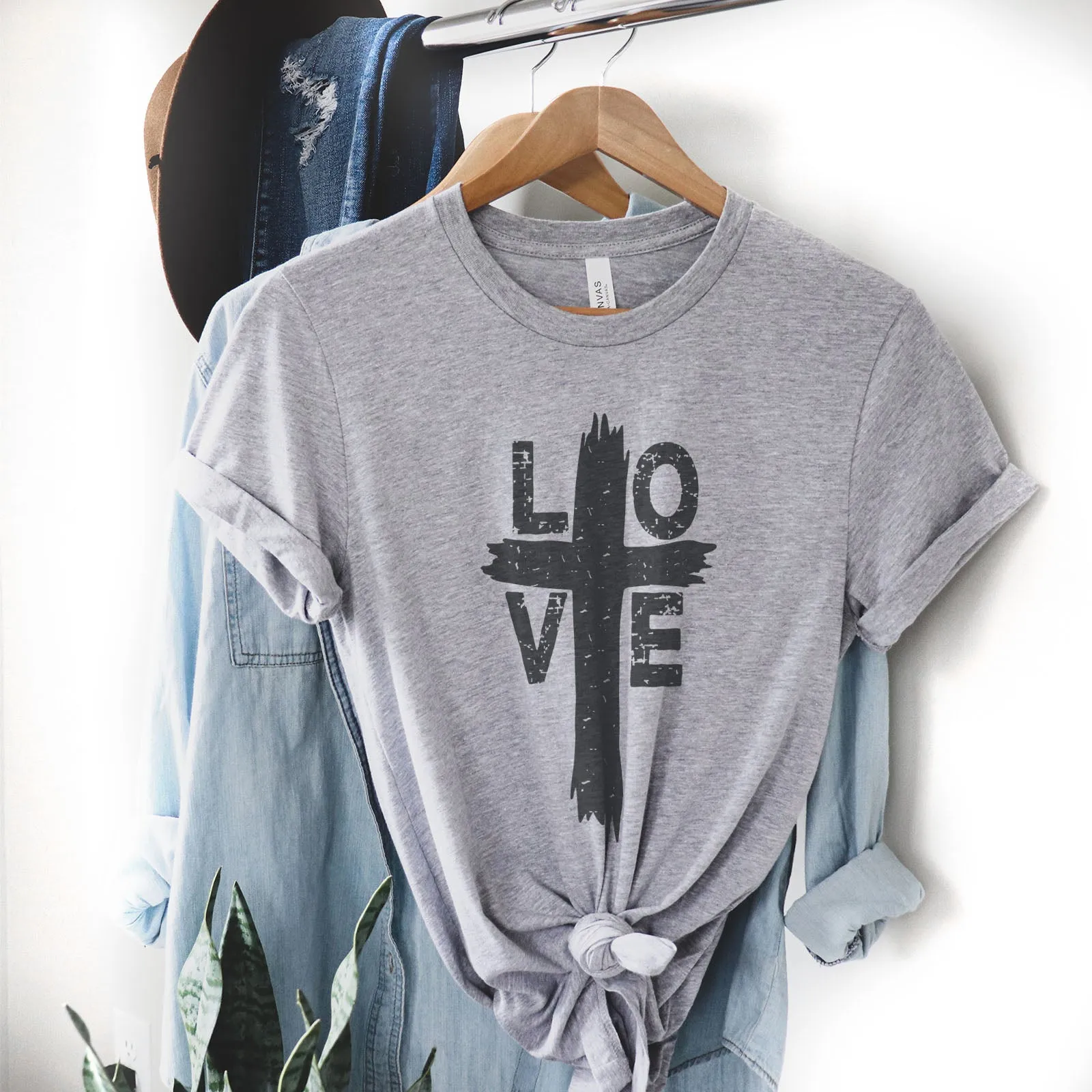 Love Cross Tee Shirts For Women - Christian Shirts for Women - Religious Tee Shirts