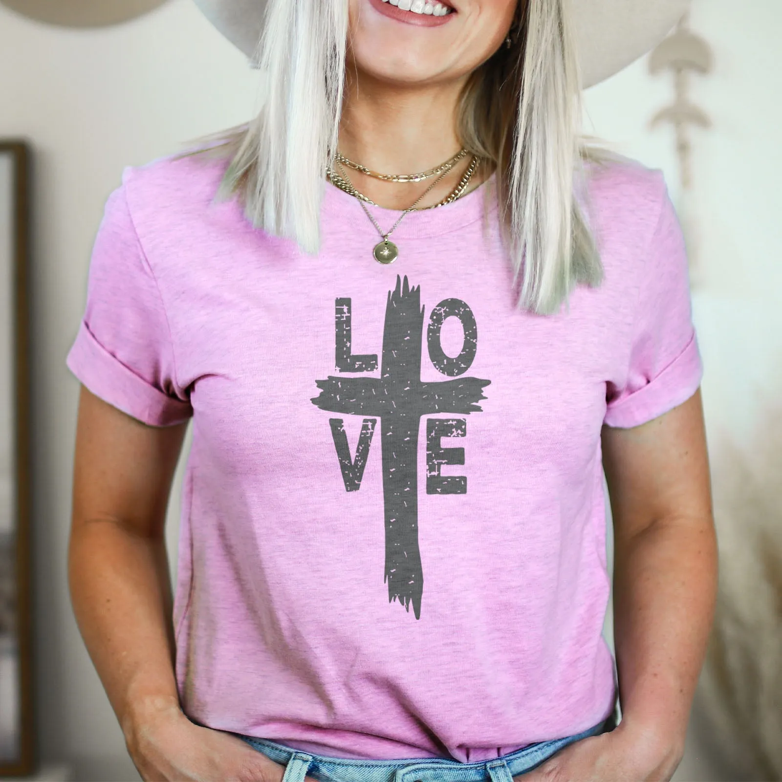 Love Cross Tee Shirts For Women - Christian Shirts for Women - Religious Tee Shirts