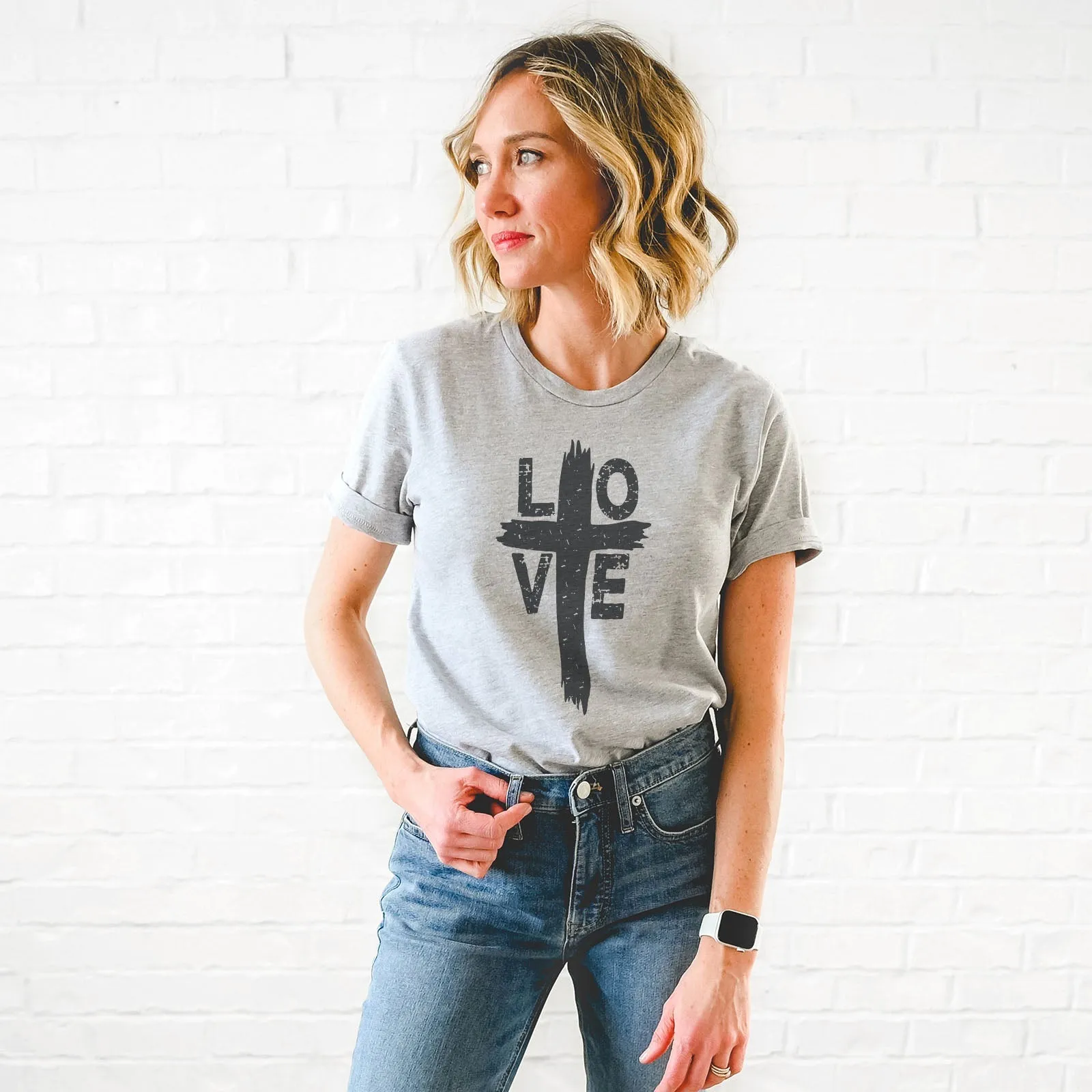 Love Cross Tee Shirts For Women - Christian Shirts for Women - Religious Tee Shirts