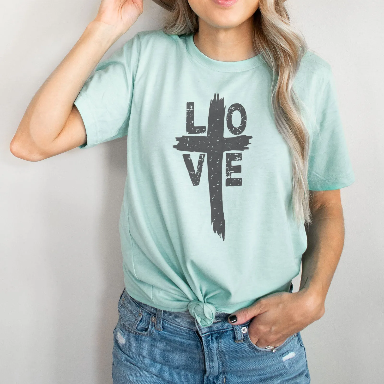 Love Cross Tee Shirts For Women - Christian Shirts for Women - Religious Tee Shirts