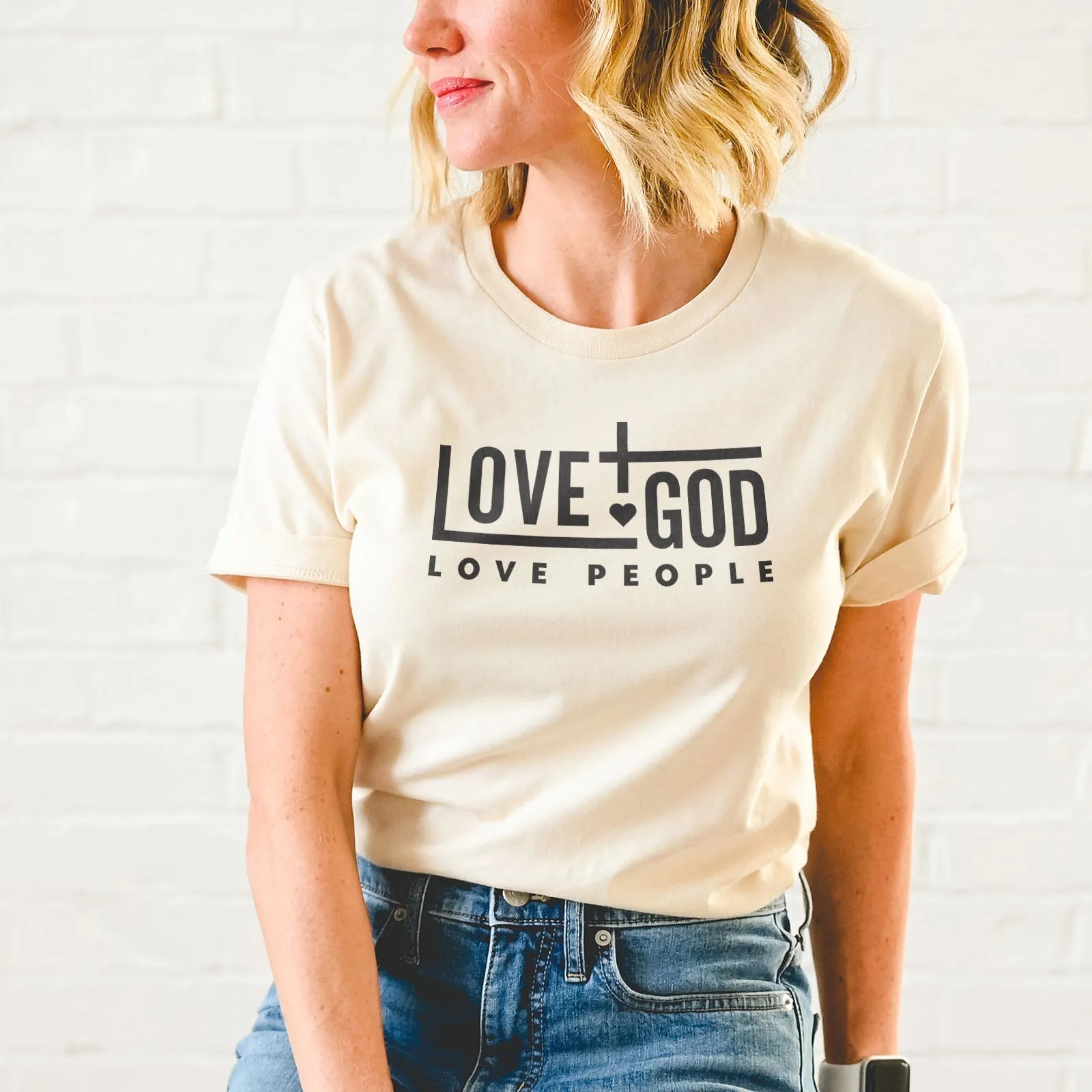 Love God Love People Bold Tee Shirts For Women - Christian Shirts for Women - Religious Tee Shirts