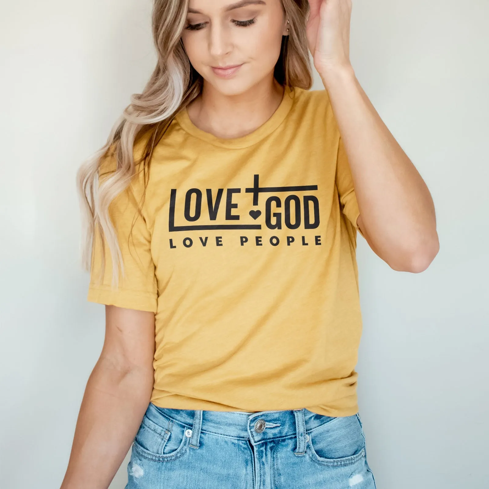 Love God Love People Bold Tee Shirts For Women - Christian Shirts for Women - Religious Tee Shirts