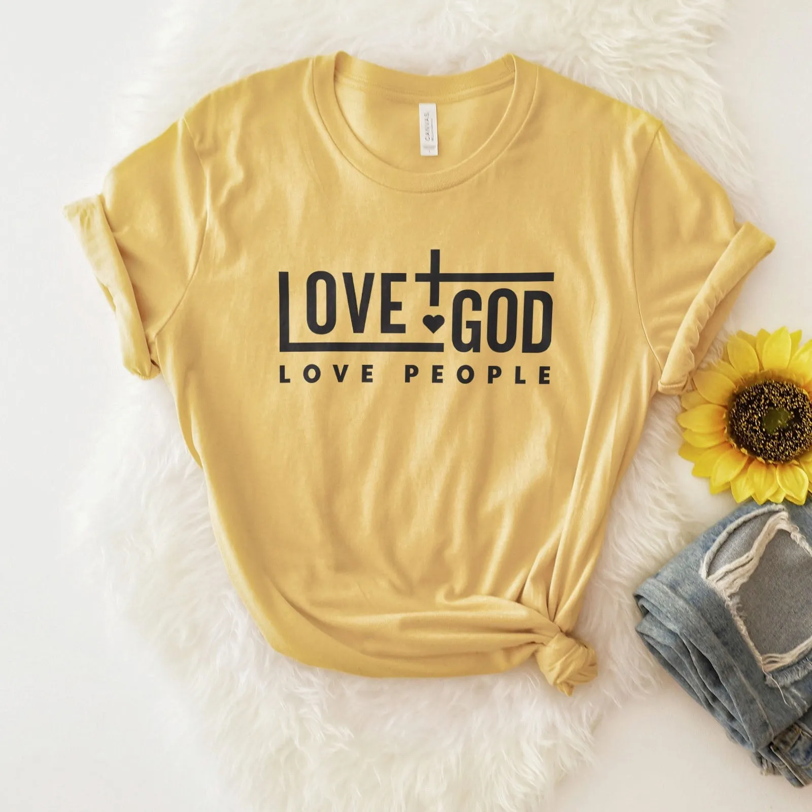 Love God Love People Bold Tee Shirts For Women - Christian Shirts for Women - Religious Tee Shirts