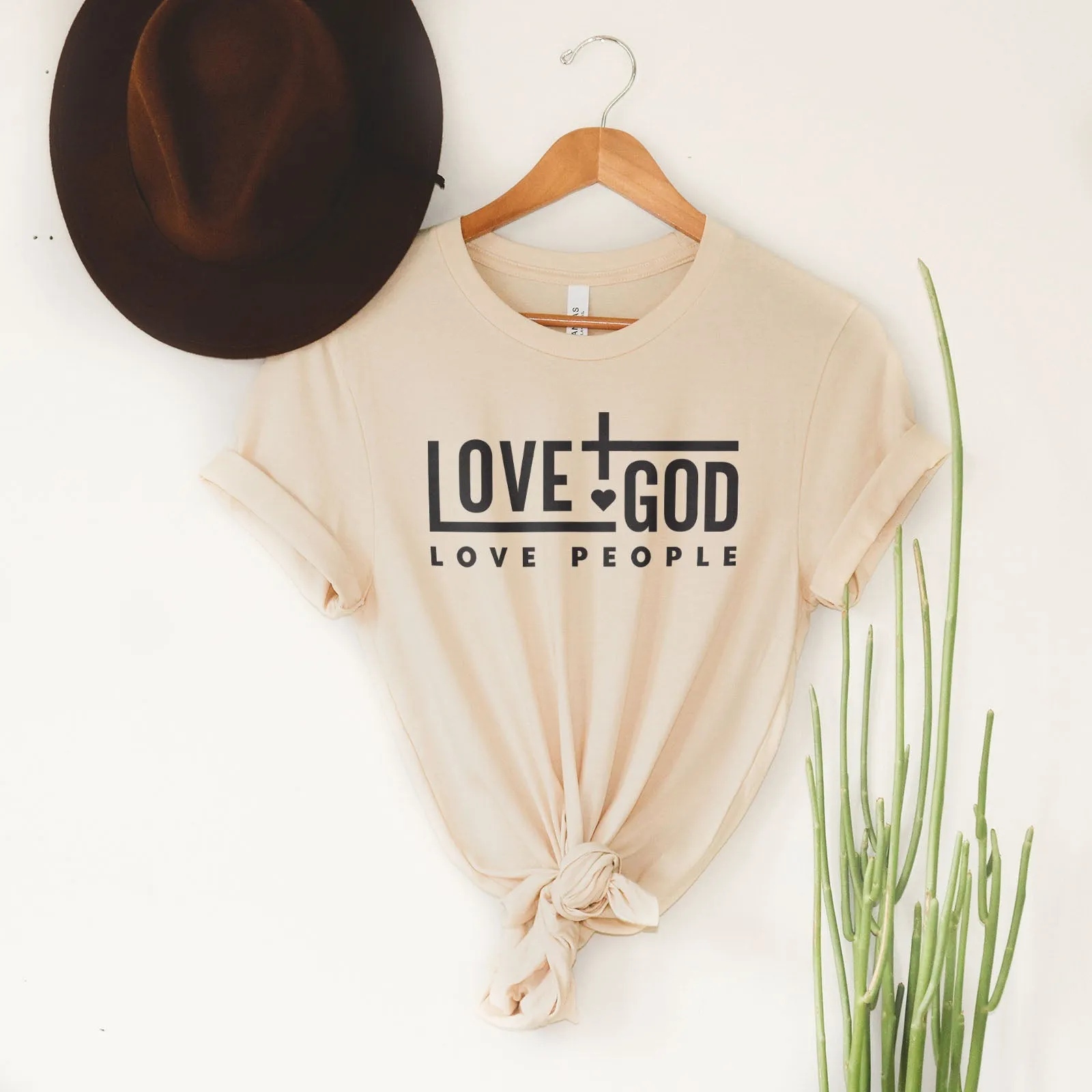 Love God Love People Bold Tee Shirts For Women - Christian Shirts for Women - Religious Tee Shirts