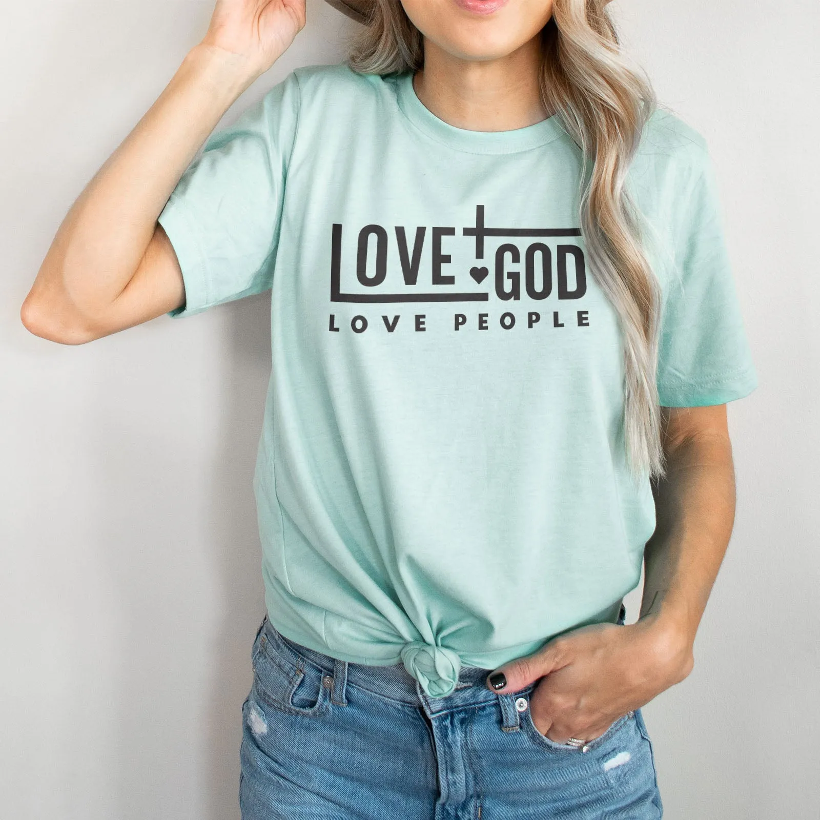 Love God Love People Bold Tee Shirts For Women - Christian Shirts for Women - Religious Tee Shirts