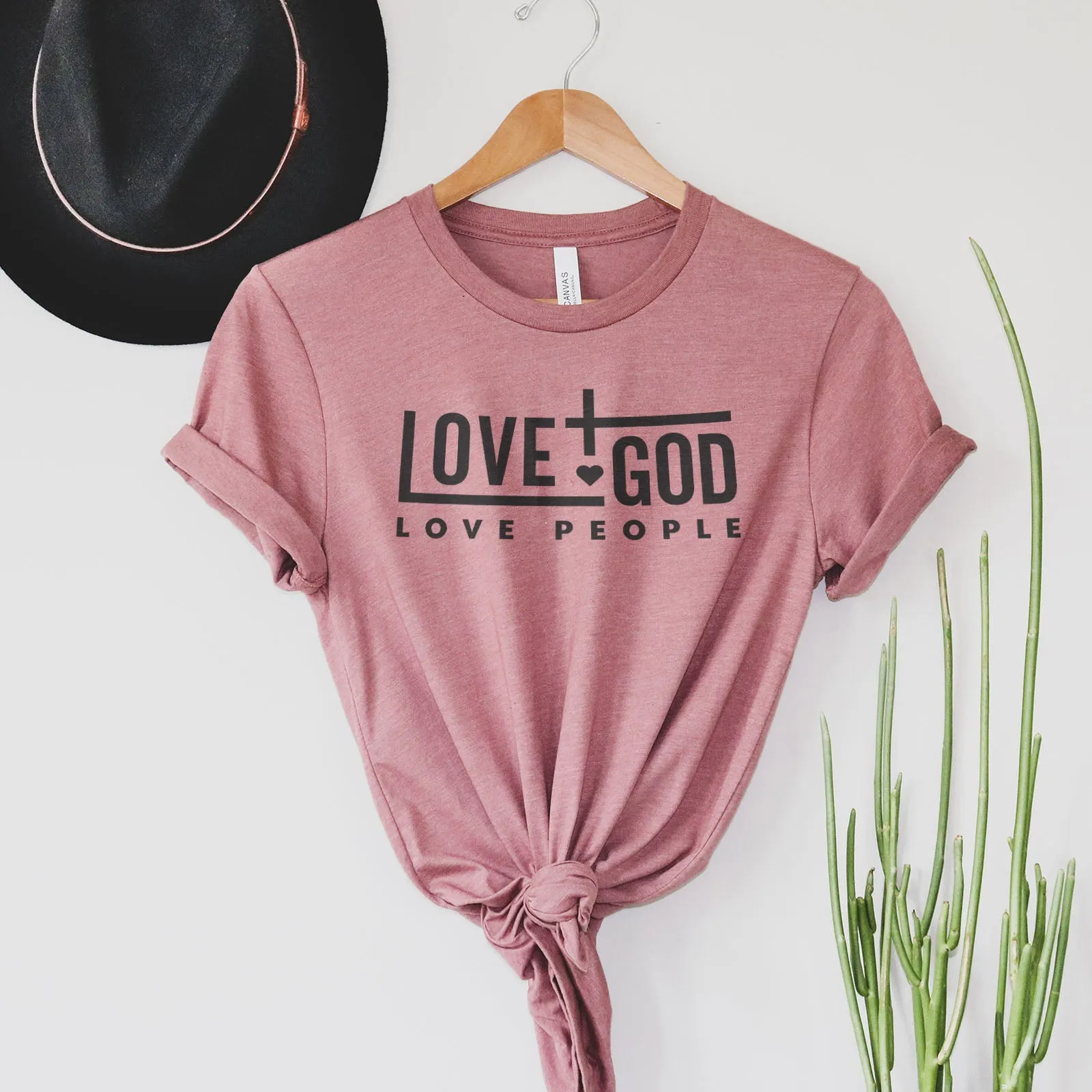 Love God Love People Bold Tee Shirts For Women - Christian Shirts for Women - Religious Tee Shirts