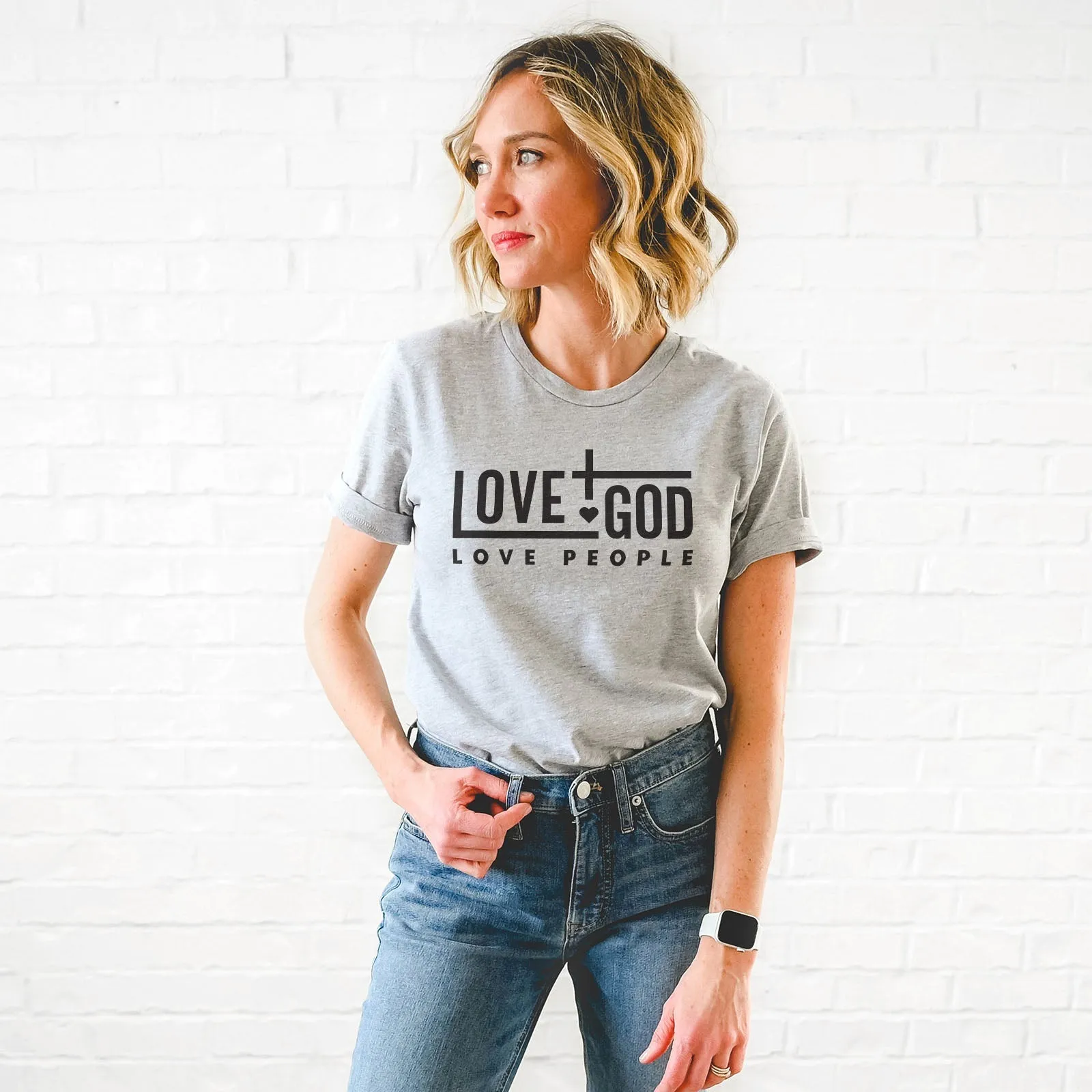 Love God Love People Bold Tee Shirts For Women - Christian Shirts for Women - Religious Tee Shirts