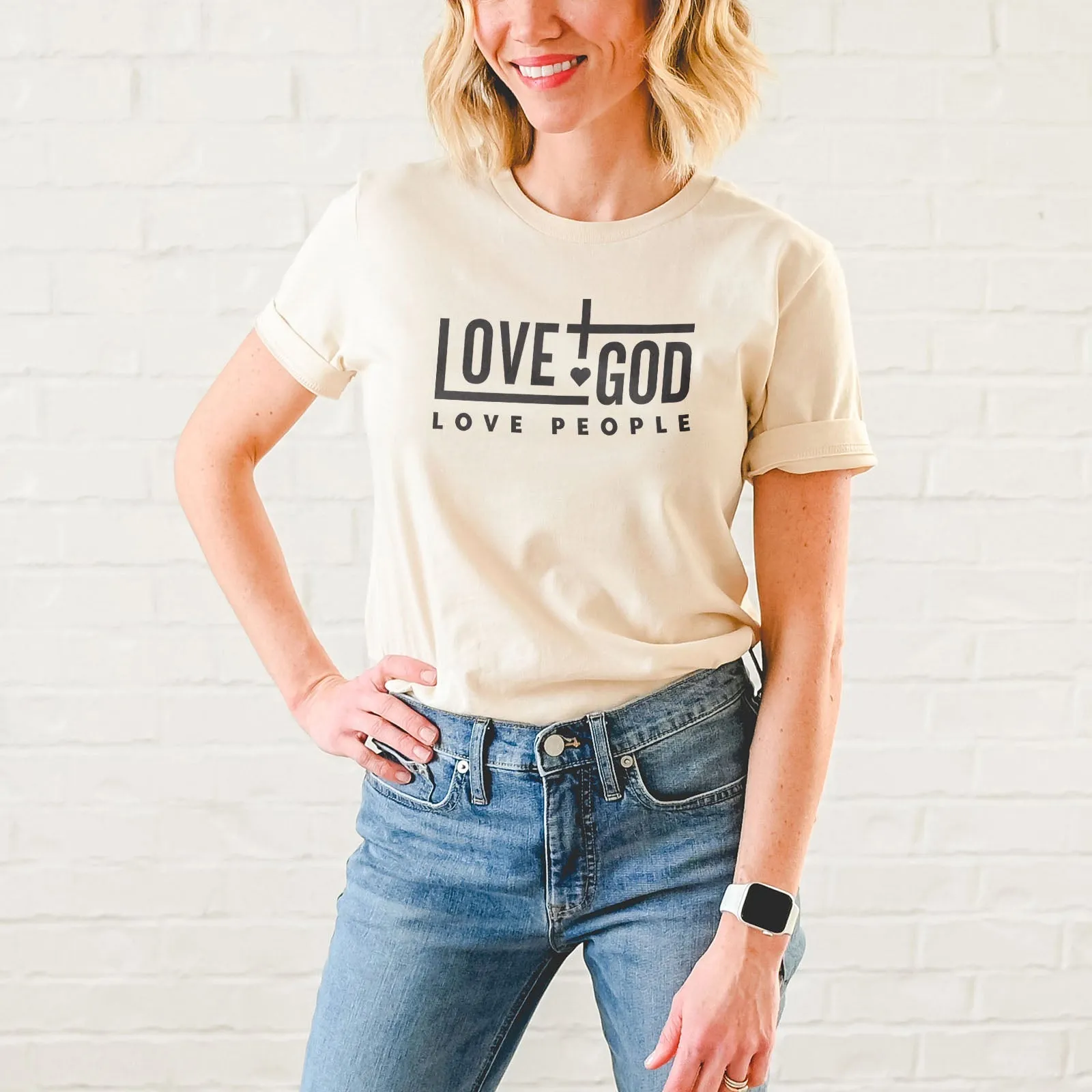 Love God Love People Bold Tee Shirts For Women - Christian Shirts for Women - Religious Tee Shirts