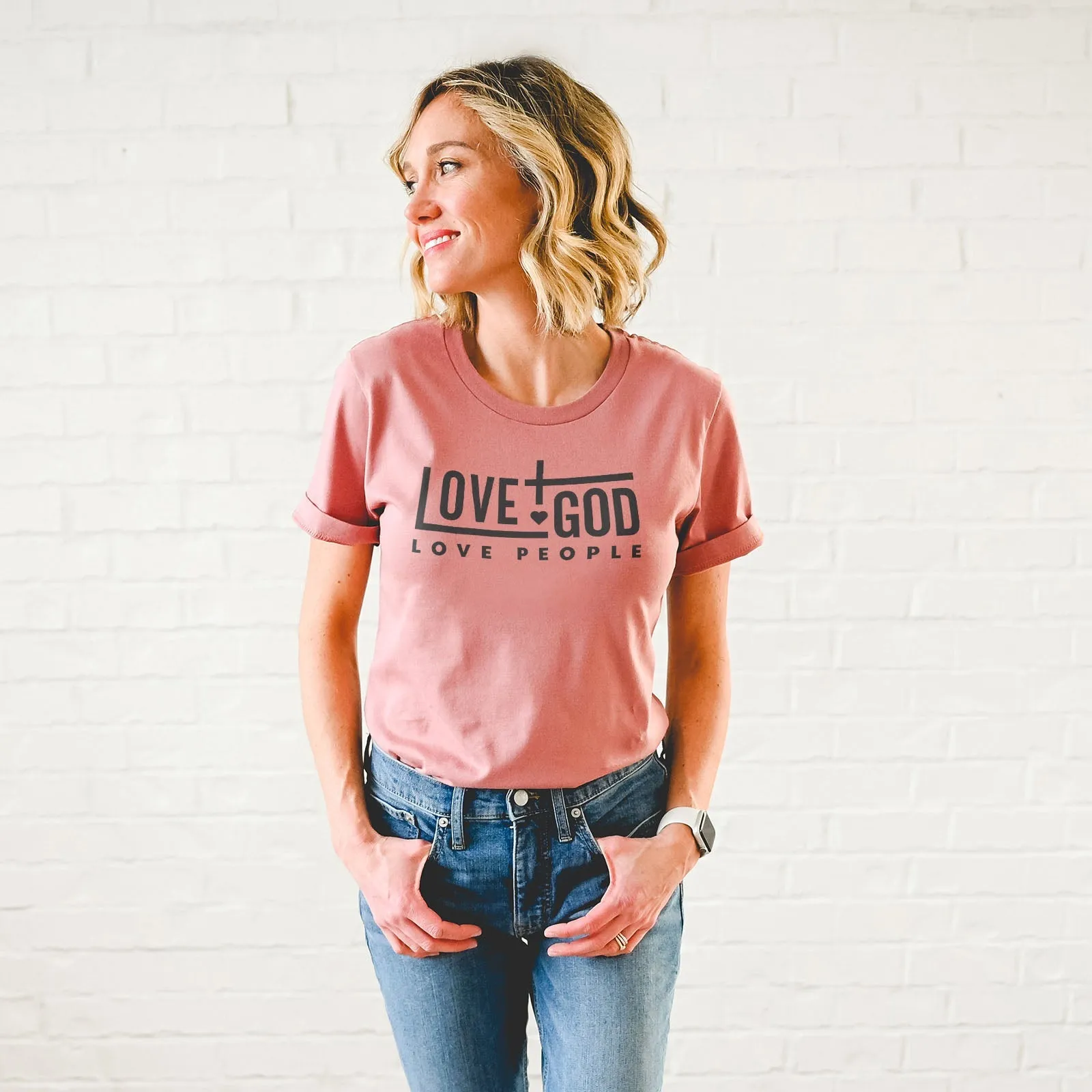 Love God Love People Bold Tee Shirts For Women - Christian Shirts for Women - Religious Tee Shirts