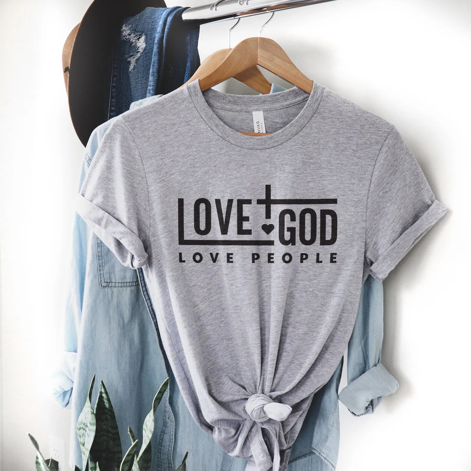 Love God Love People Bold Tee Shirts For Women - Christian Shirts for Women - Religious Tee Shirts