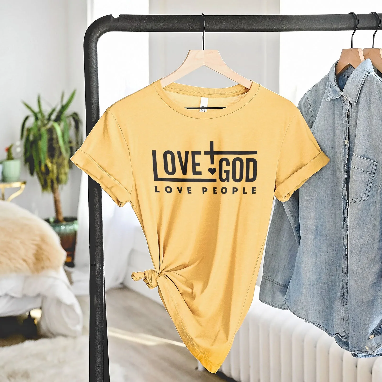 Love God Love People Bold Tee Shirts For Women - Christian Shirts for Women - Religious Tee Shirts