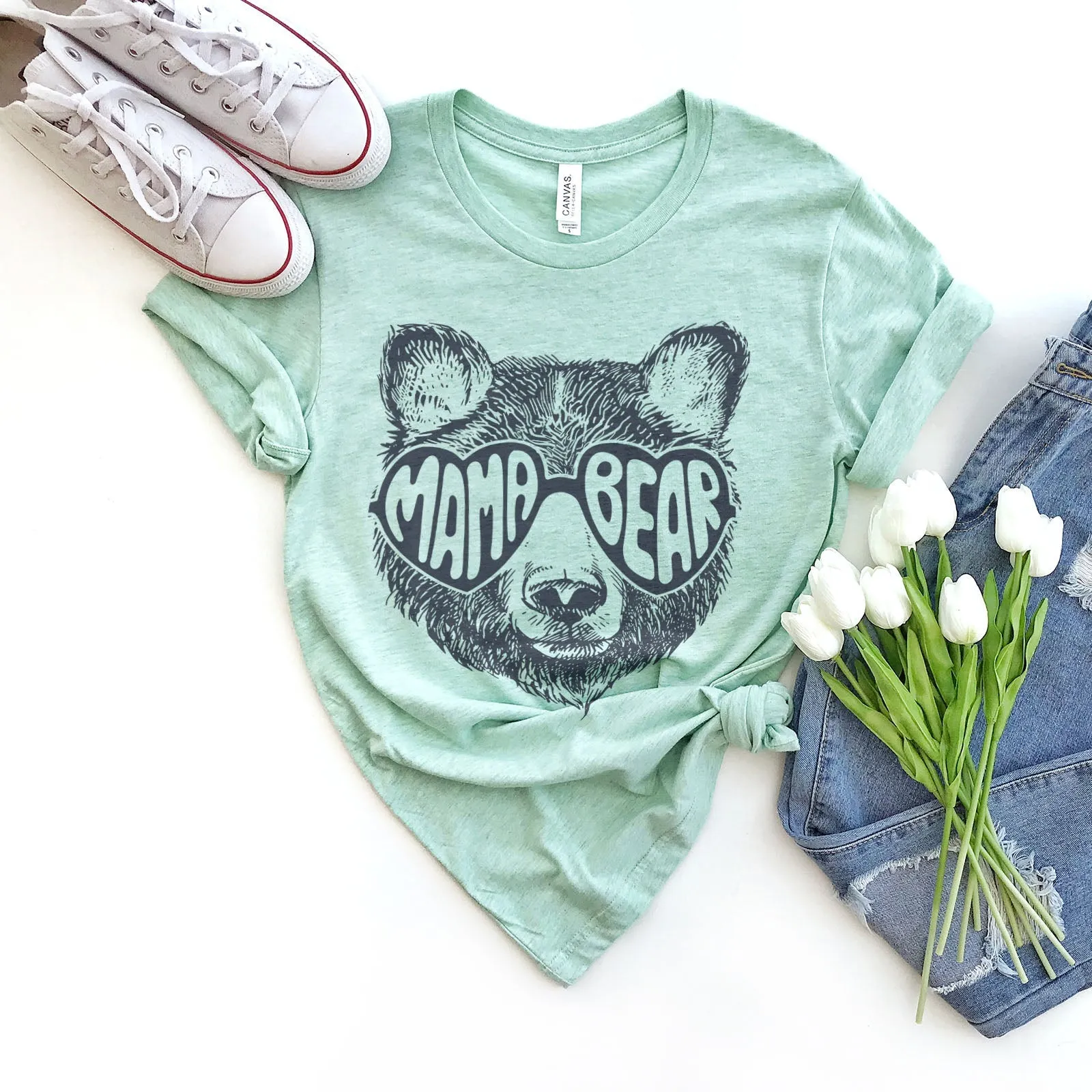 Mama Bear Love Tee Shirts For Women - Christian Shirts for Women - Religious Tee Shirts