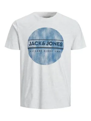 Men J&J Round Tshirt - Light Grey x Blue