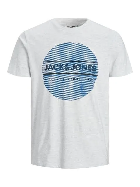 Men J&J Round Tshirt - Light Grey x Blue