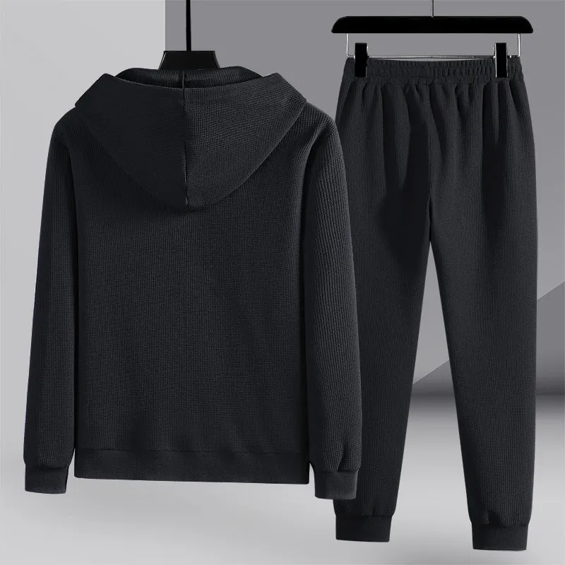 Men's Casual Hooded Zip-up jacket and Sweatpants Sportswear Set