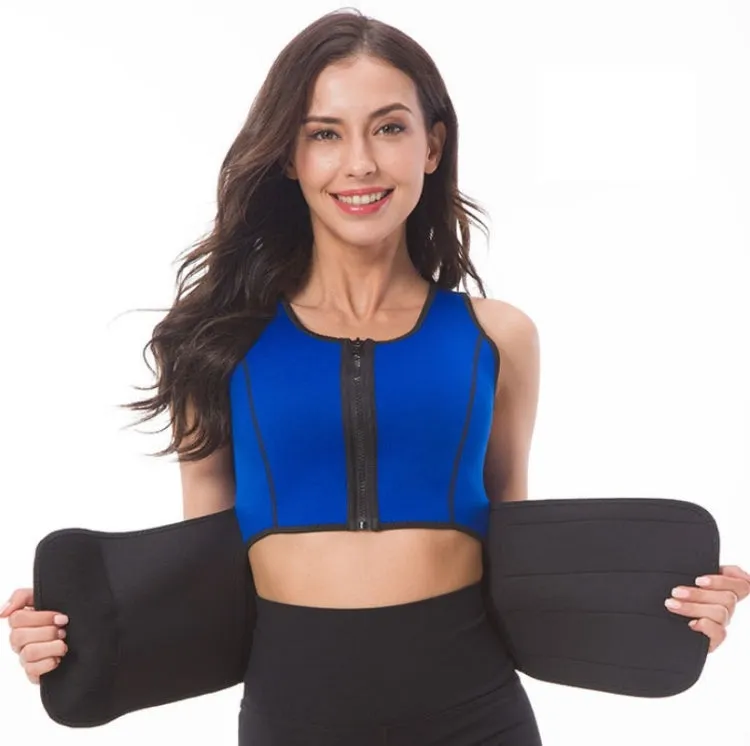 Neoprene Corset Yoga Vest Sweat Suit Postpartum Belly Belt, Size:XXXL(Blue)