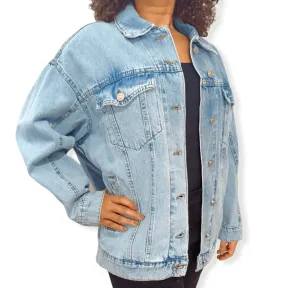 [Oversize] Women Jeans Jacket - Light Blue