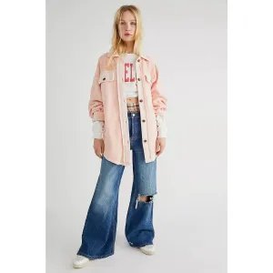 Pink Oversized Shirt Jacket