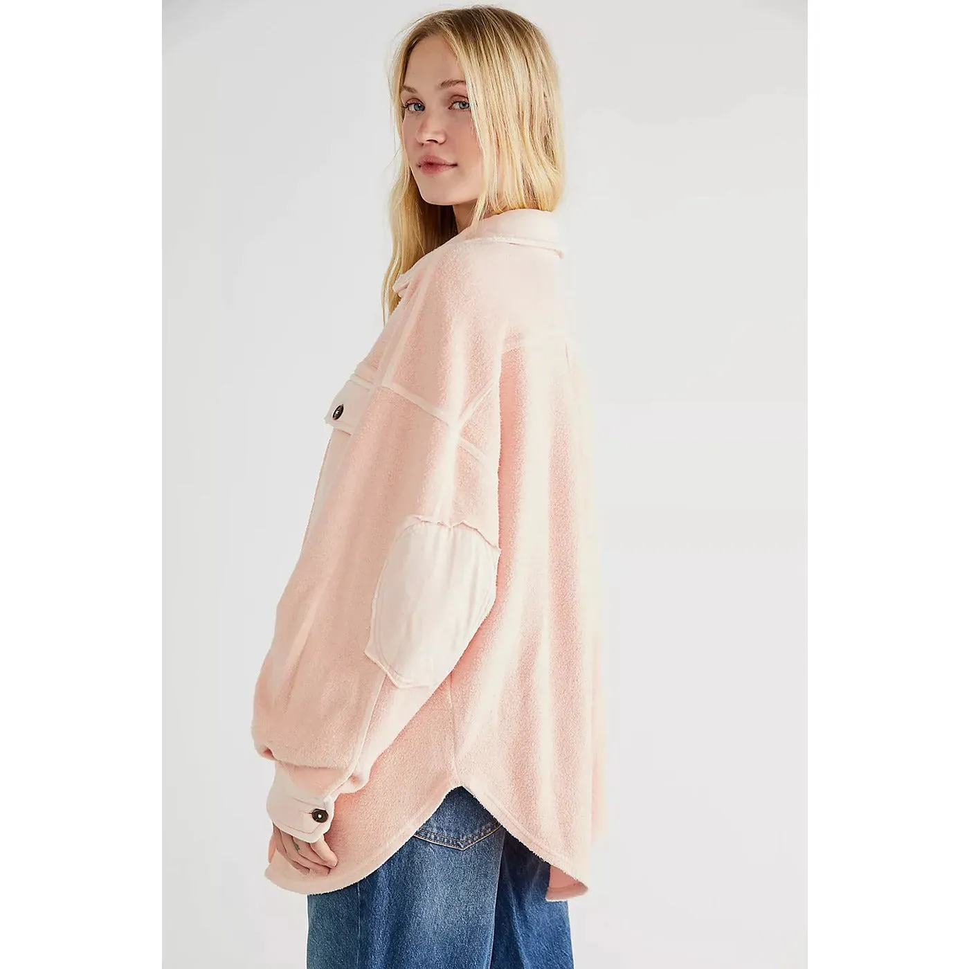 Pink Oversized Shirt Jacket