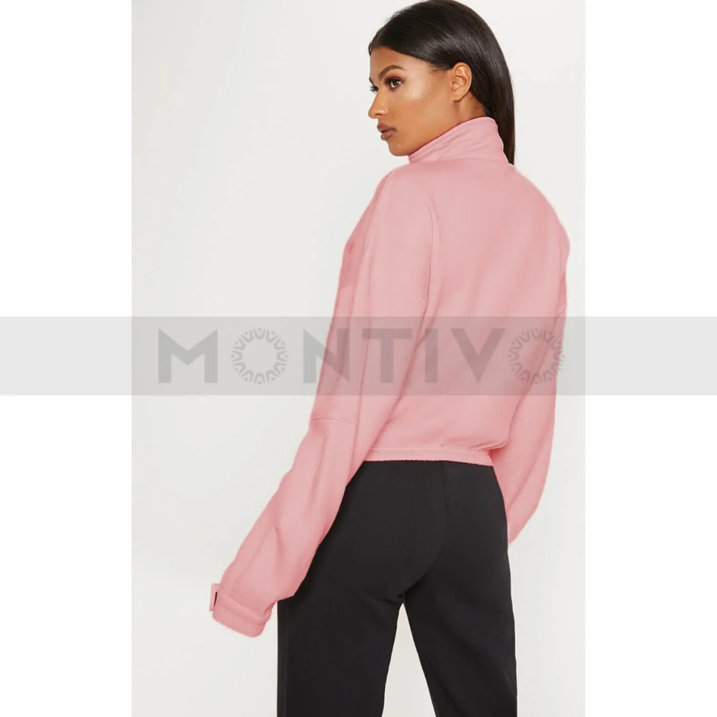 PTL Dusty Pink Oversized Zip Front Sweatshirt