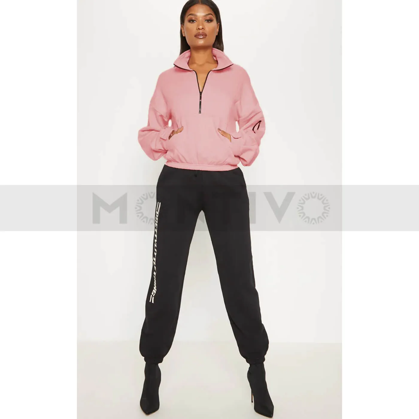 PTL Dusty Pink Oversized Zip Front Sweatshirt