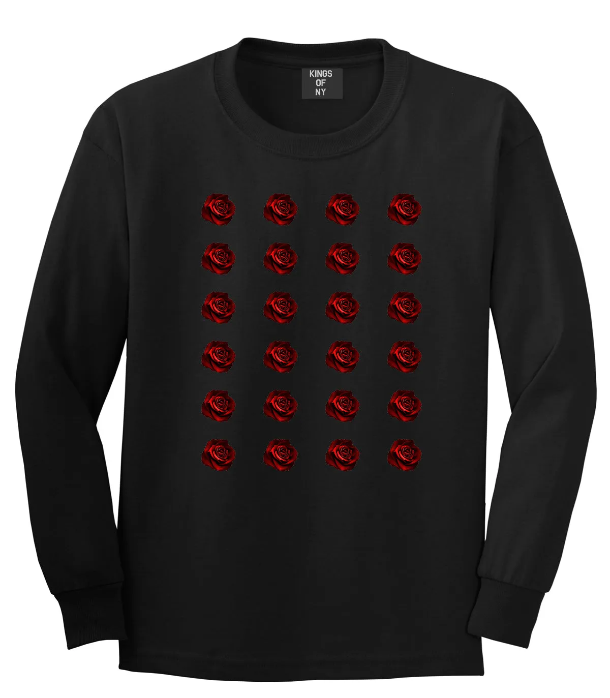 Red Rose Pattern Long Sleeve T-Shirt